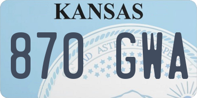 KS license plate 870GWA