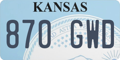 KS license plate 870GWD