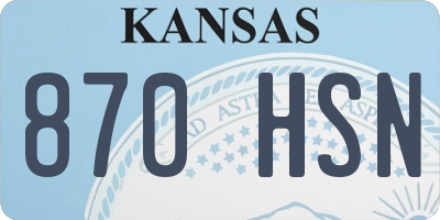 KS license plate 870HSN