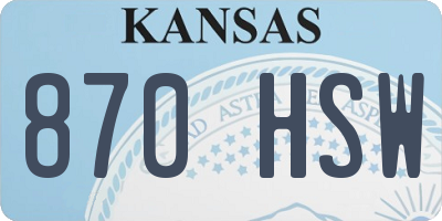 KS license plate 870HSW