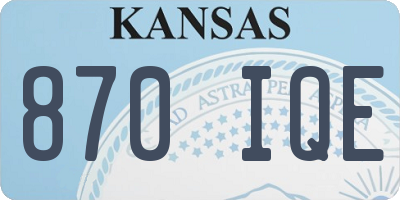 KS license plate 870IQE