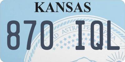 KS license plate 870IQL