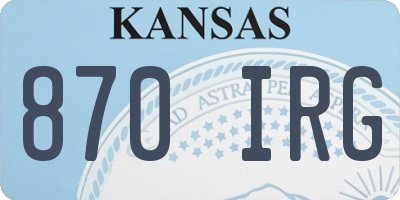 KS license plate 870IRG