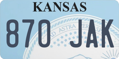 KS license plate 870JAK
