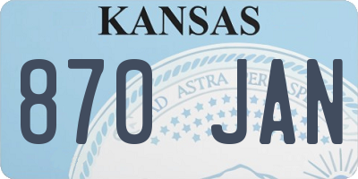 KS license plate 870JAN