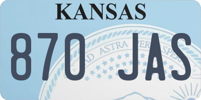 KS license plate 870JAS