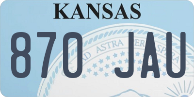 KS license plate 870JAU