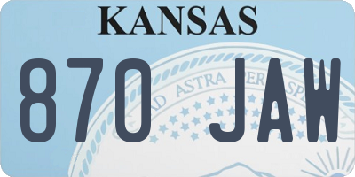 KS license plate 870JAW