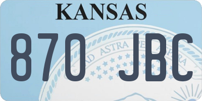 KS license plate 870JBC