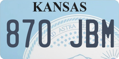 KS license plate 870JBM