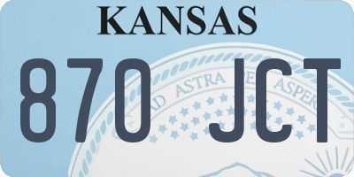 KS license plate 870JCT