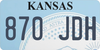 KS license plate 870JDH