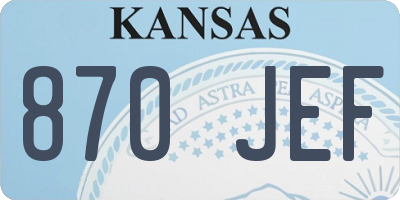 KS license plate 870JEF