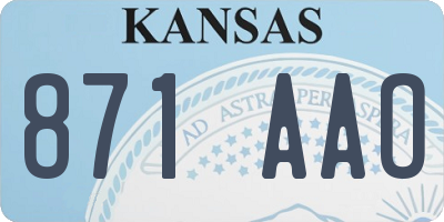 KS license plate 871AAO