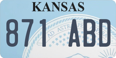 KS license plate 871ABD