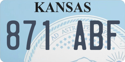 KS license plate 871ABF
