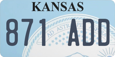 KS license plate 871ADD