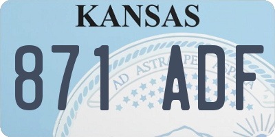 KS license plate 871ADF