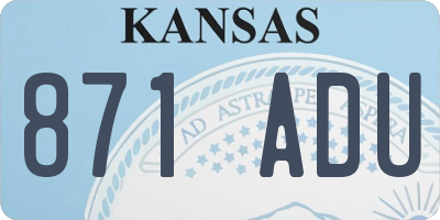 KS license plate 871ADU