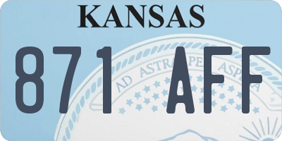 KS license plate 871AFF