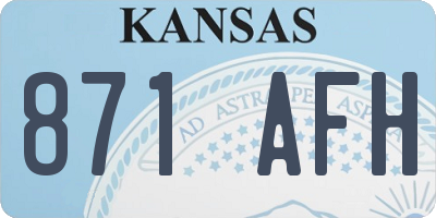 KS license plate 871AFH