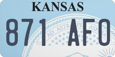 KS license plate 871AFO
