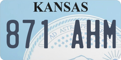 KS license plate 871AHM