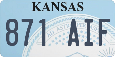 KS license plate 871AIF
