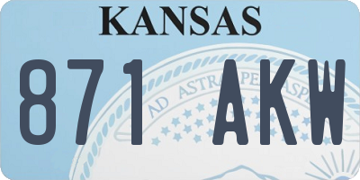 KS license plate 871AKW
