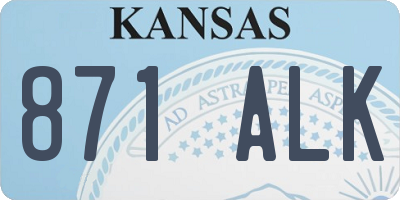 KS license plate 871ALK