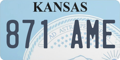 KS license plate 871AME