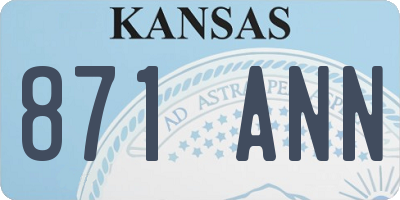 KS license plate 871ANN
