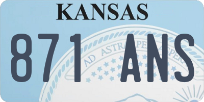 KS license plate 871ANS