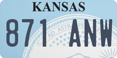 KS license plate 871ANW