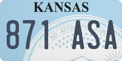 KS license plate 871ASA