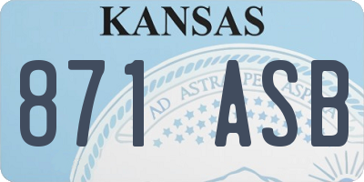 KS license plate 871ASB