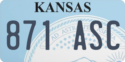 KS license plate 871ASC