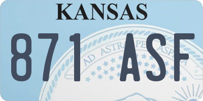 KS license plate 871ASF