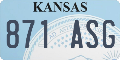 KS license plate 871ASG