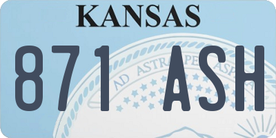 KS license plate 871ASH