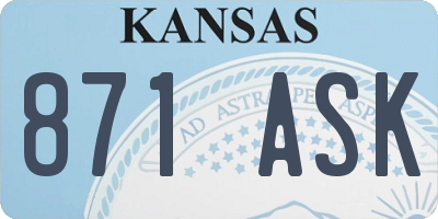 KS license plate 871ASK