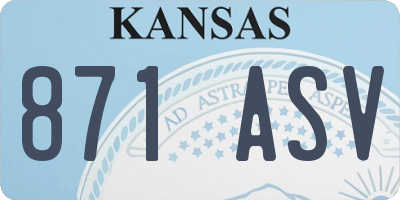 KS license plate 871ASV