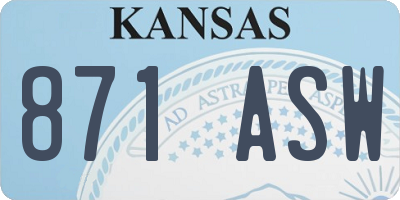 KS license plate 871ASW