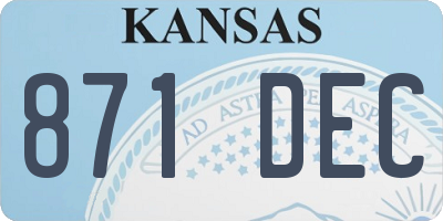 KS license plate 871DEC