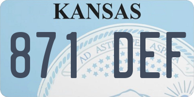KS license plate 871DEF