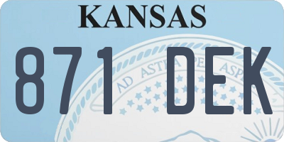 KS license plate 871DEK