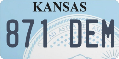 KS license plate 871DEM