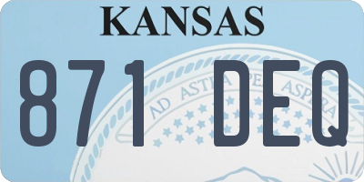 KS license plate 871DEQ