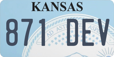 KS license plate 871DEV