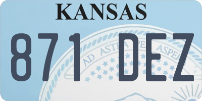 KS license plate 871DEZ